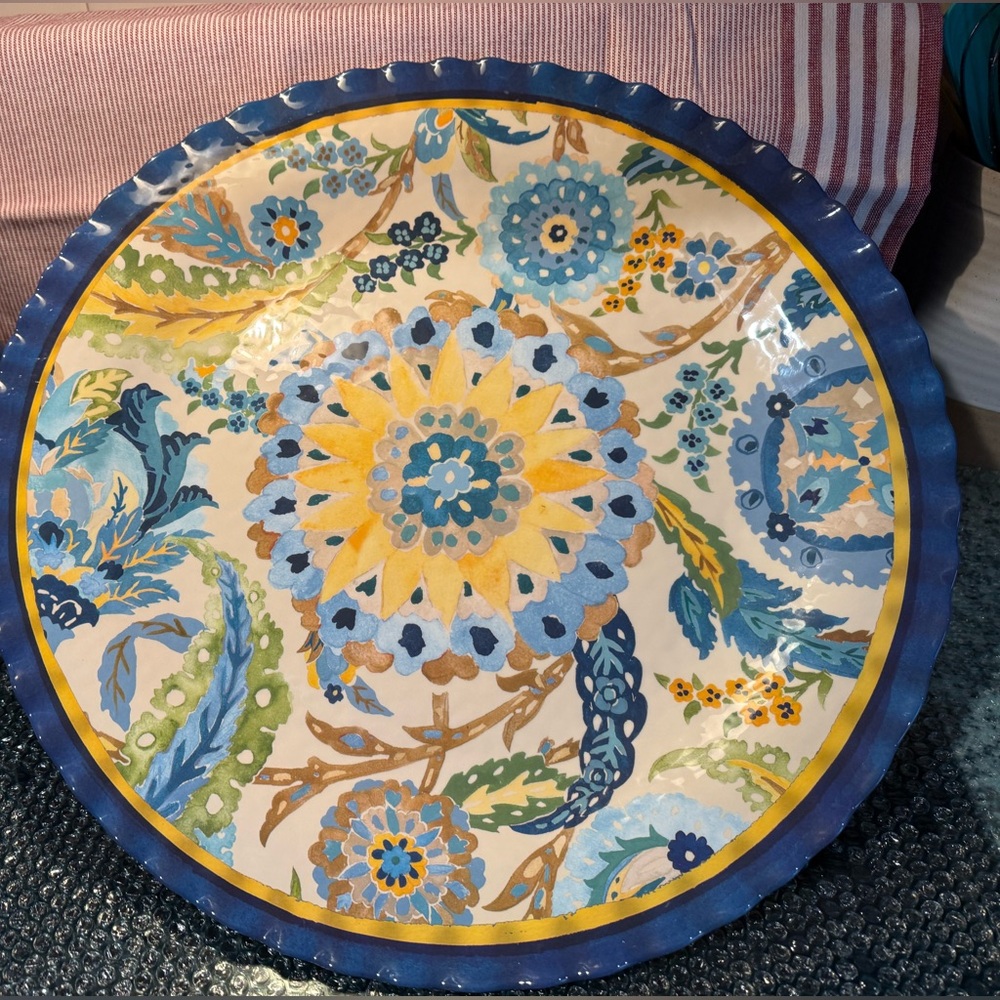 New Pottery Barn Oversized Cabo Indoor/Outdoor Melamine Serving platter,  Blue